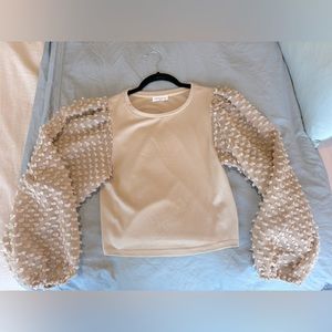 Women’s Medium Puffy Sleeve Sheer Blouse